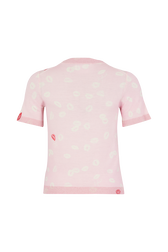 Short-sleeved crew-neck sweater Doll pink back view