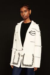 Veste laine intarsia charms femme Ecru vue de détail 2