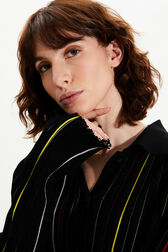 Women Multicolor Striped Pleated Shirt Black details view 2