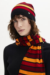 Bonnet à rayures en laine et cachemire Raye rouge/orange vue portée de face