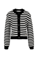 Women Big Poor Boy Striped Cardigan Black/white front view