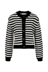 Cardigan Big Poor Boy rayé femme Raye noir/blanc vue de face