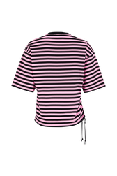 Striped short-sleeved crew-neck T-shirt Pink/black back view