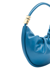 Domino medium leather bag Prussian blue details view 1