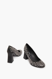 Black Leather Pumps With Studs Black details view 2