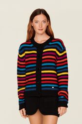 Cardigan Big Poor Boy rayé femme Multico raye rf vue de détail 4