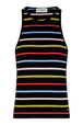 Women Picot Multicolor Striped Tank Top Multico black striped front view