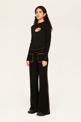 Women Wool Double Face Pants Black details view 3