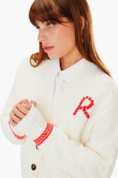 Cardigan cœurs Blanc vue de détail 2