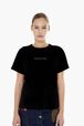 Women Velvet T-shirt Black front worn view