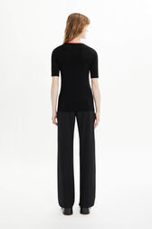 Pull décolleté V coloré viscose femme Noir vue portée de dos