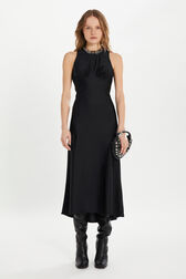 Mid-length jersey dress Black front worn view