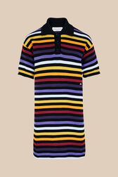 Women Multicolor Striped Oversize Polo Dress Black front view