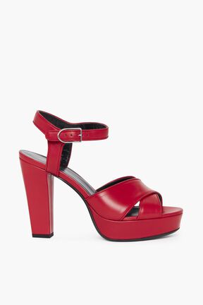 Mrs Rykiel Leather Sandals Red front view