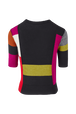 Women Multicolor Baby Alpaca Short Sleeve Sweater Multico crea back view