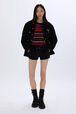 Velvet quilted jacket Black front worn view