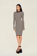 Women Rib Sock Knit Striped Maxi Dress Black/white details view 3