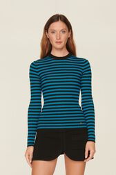 Pull chaussette rayé femme Raye noir/bleu de prusse vue de détail 1