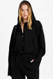 Women Viscose Flowing Bomber Jacket Black details view 1