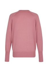 Pull à manches longues en merinos et soie Rose vue de dos