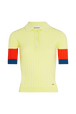 Women Ribbed Viscose Polo Shirt Baby yellow front view