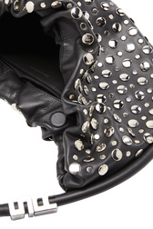 Domino Medium Leather with studs bag Black details view 3