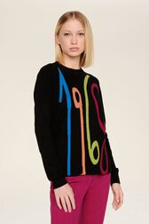 Women 1968 Print Intarsia Sweater Black details view 2