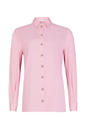 Striped poplin shirt Ecru/pink front view