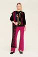 Écharpe laine alpaga bicolore femme Fuchsia vue portée de face