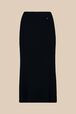 Women Ribbed Knit Long Skirt Black front view