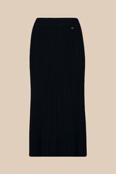 Women Ribbed Knit Long Skirt Black front view