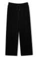 Black velvet pants Black front view