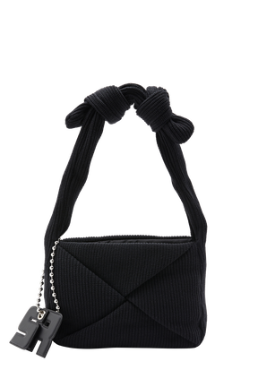 Camera Demi-Pull medium knit bag Black front view