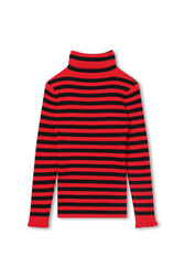 Sonia Rykiel Logo Striped Knitted Turtleneck Sweater Red back view