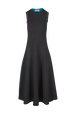 Robe longue bicolore femme Noir vue de face