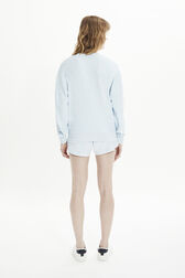 Women Velvet Sweatshirt Baby blue back worn view