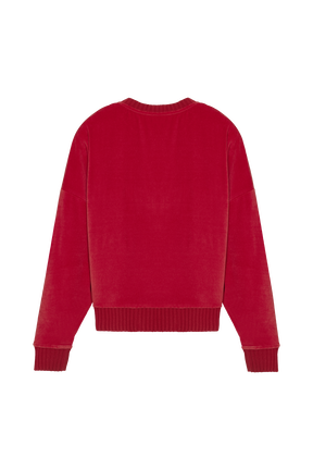 Women Velvet Sweatshirt Red back view