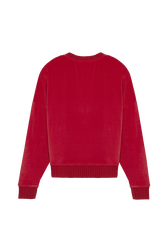 Women Velvet Sweatshirt Red back view