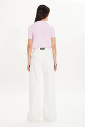 Pantalon cargo à poches en denim Ecru vue portée de dos