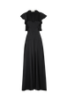Robe longue en satin Noir vue de face