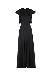 Satin maxi dress Black front view