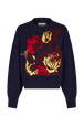 Boxy round-neck sweater Navy front view