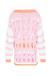 Long-sleeved round-neck patchwork jumper Multico back view
