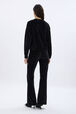 Pantalon coupe flare en velours Noir vue portée de dos