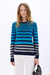 Pull rayé col rond à manches longues Rayures bleu/silver vue de détail 1