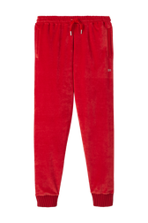 Women Velvet Jogging Pants Red front view