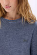 Short-sleeved round neck top in fine striped cotton terry Striped white/blue details view 2