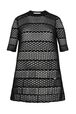 Robe courte dentelle ajourée rayée femme Noir vue de face