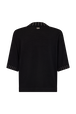 Short-sleeve sweater with rhinestone neckline Black back view