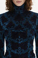 Baroque Print Close-Fit Velvet Top Blue details view 2